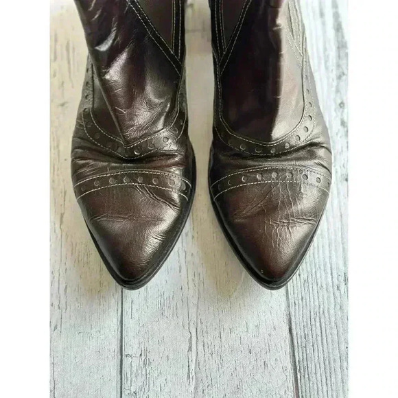 LIKE NEW Cafe Noir Brown Leather Ankle Boots Women’s Size 38 - Picture 4 of 6